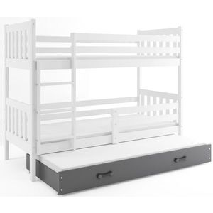 BMS Dětská patrová postel s přistýlkou CARINO 3 | 80 x 190 cm Barva: bílá / šedá obraz