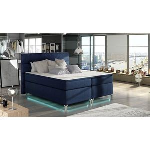 Artelta Manželská postel AMADEO Boxspring s LED osvětlením | 140 x 200 cm Barva: BAO 18 - Ontario 81 (modrá) obraz
