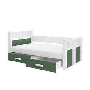 ArtAdrk Jednolůžková postel BIBI | 80 x 180 cm Barva: bílá / zelená obraz