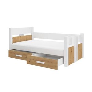 ArtAdrk Jednolůžková postel BIBI | 80 x 180 cm Barva: Bílá / dub artisan obraz