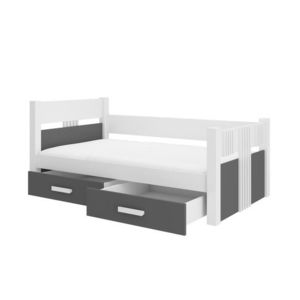ArtAdrk Jednolůžková postel BIBI | 90 x 200 cm Barva: Bílá / antracit obraz