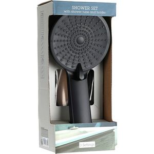 Sprchový set Elegant černá, sprcha pr. 11 cm, 3 funkce, hadice a držák, ABS obraz