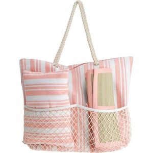 Plážová taška s podložkou a polštářkem Stripe, růžová obraz