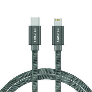 SWISSTEN Kabel USB-C Lightning textilní 2 m 3A, stříbrná obraz