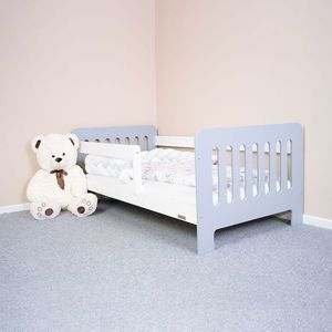 New Baby Dětská postel se zábranou Erik bílá-šedá, 160 x 80 cm obraz