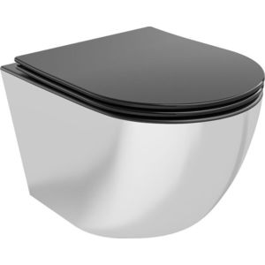 MEXEN Lena Závěsná WC mísa včetně sedátka s slow-slim, duroplast, černá mat / stríbrná 30224074 obraz