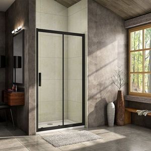 H K Luxusní posuvné sprchové dveře ALTO BLACK 136- 140x195cm L/P se Soft close zavíráním SE-ALTOBLACK140SET obraz