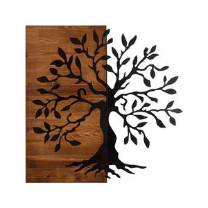 Wallity Nástěnná dřevěná dekorace TREE hnědá/černá obraz