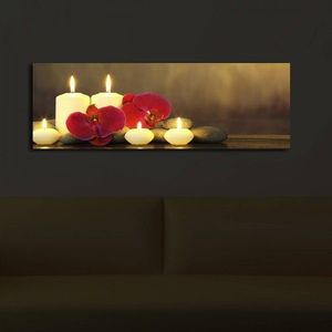 Hanah Home Obraz s led osvětlením Svíčky 90x30 cm obraz