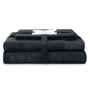 AmeliaHome Sada 3 ks ručníků ALLIUM klasický styl černá, velikost 30x50+50x90+70x130 obraz
