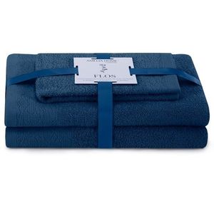 AmeliaHome Sada 3 ks ručníků FLOSS klasický styl námořnická modrá, velikost 30x50+50x90+70x130 obraz