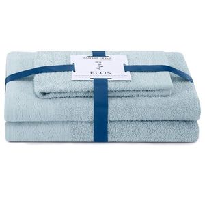 AmeliaHome Sada 3 ks ručníků FLOSS klasický styl světle modrá, velikost 30x50+50x90+70x130 obraz