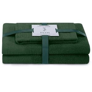 AmeliaHome Sada 3 ks ručníků FLOSS klasický styl tmavě zelená, velikost 30x50+50x90+70x130 obraz