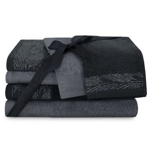 AmeliaHome Sada 6 ks ručníků ALLIUM klasický styl černá obraz