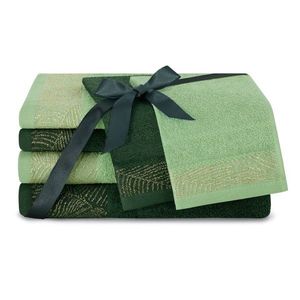 AmeliaHome Sada 6 ks ručníků BELLIS klasický styl zelený obraz