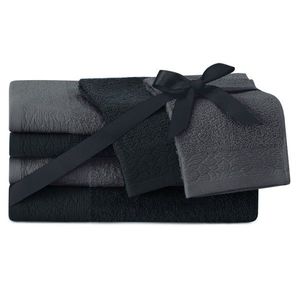 AmeliaHome Sada 6 ks ručníků FLOSS klasický styl černá obraz