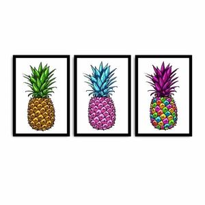 Wallity Sada obrazů Pineapple 3 ks 35x50 cm bílá obraz