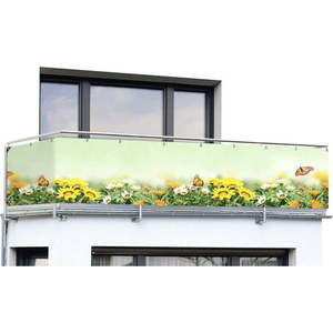 Žluto-zelená plastová balkonová zástěna 500x85 cm Butterfly – Maximex obraz