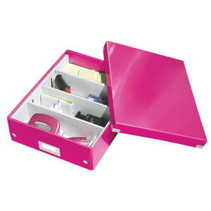 Růžový kartonový úložný box s víkem 28x37x10 cm Click&Store – Leitz obraz