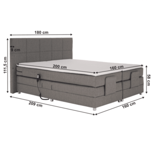 Elektrická polohovací boxspringová postel ISLA 160 x 200 cm, Elektrická polohovací boxspringová postel ISLA 160 x 200 cm obraz