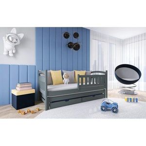LANO Dětská postel s přistýlkou GRETA 90x200, grafit 98x208 grafit obraz