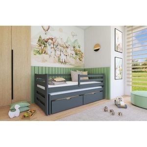 LANO Dětská postel s přistýlkou KLÁRA 80x160, grafit 88x168 grafit obraz