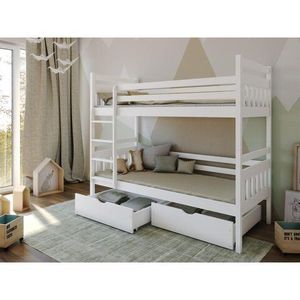 LANO Patrová postel pro dvě děti AMÁLKA 80x160, bílá 88x168 bílá obraz