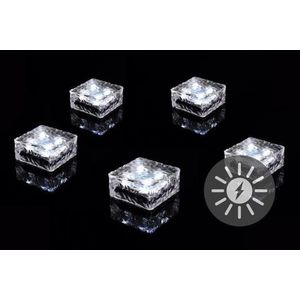 Nexos 55817 sada 5 ks solárního osvětlení - skleněná cihla 4 LED bílé 10x10x5 cm obraz