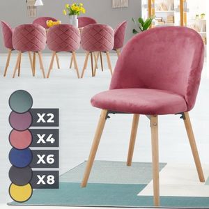 Miadomodo Sada jídelních židlí sametové, růžová, 8 kusů obraz