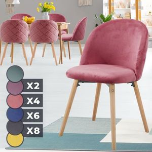 Miadomodo Sada jídelních židlí sametové, růžová, 6 kusů obraz