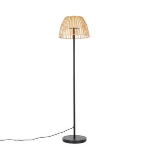 Venkovská stojací lampa černá s bambusem včetně LED - Kaiser obraz