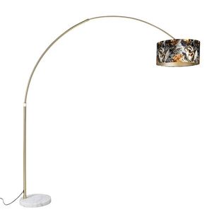 Oblouková mosazná lampa s odstínem květinový design 50 cm - XXL obraz