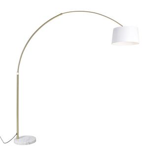 Oblouková lampa mosazná s bílým látkovým stínidlem bílá 50 cm - XXL obraz