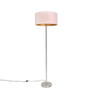 Stojací lampa z oceli s růžovým odstínem 50 cm - Simplo obraz