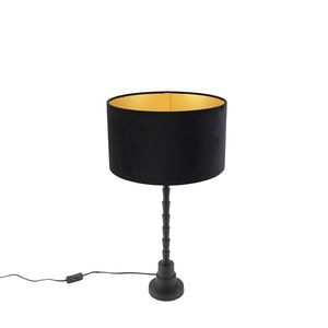 Stolní lampa ve stylu art deco se sametovým odstínem černá 35 cm - Pisos obraz