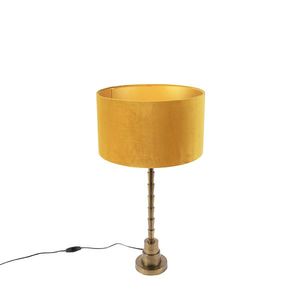 Stolní lampa ve stylu art deco se sametovým odstínem žluté 35 cm - Pisos obraz