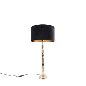 Stolní lampa ve stylu art deco zlatá se sametovým odstínem černá 35 cm - Torre obraz