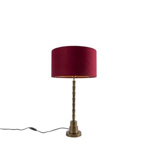 Art Deco stolní lampa bronzový sametový odstín červená 35 cm - Pisos obraz