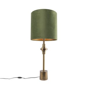 Stolní lampa bronzový sametový odstín zelená 40 cm - Diverso obraz