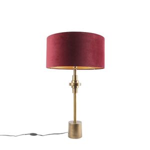 Art Deco stolní lampa bronzový sametový odstín červená 50 cm - Diverso obraz