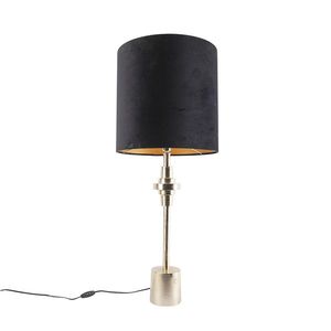Art Deco stolní lampa zlatý sametový odstín černý 40 cm - Diverso obraz