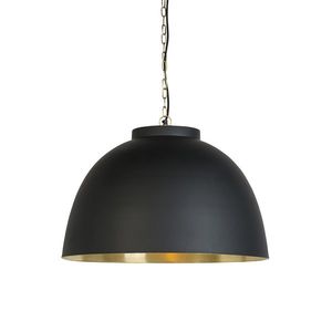 Závěsná lampa černá s mosazným vnitřkem 60 cm - Hoodi obraz