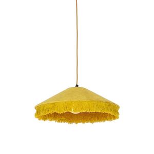 Retro závěsná lampa žlutý samet s třásněmi - Frills obraz
