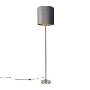 Moderní stojací lampa ocelová tkanina odstín šedá 40 cm - Simplo obraz