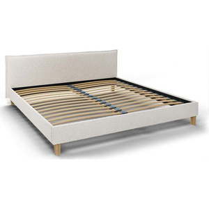 Krémová čalouněná dvoulůžková postel s roštem 200x200 cm Tina – Ropez obraz