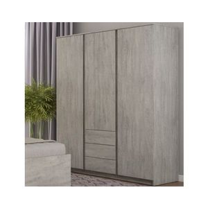 Šatní skříň Carlos, šedý beton, 152 cm obraz