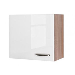 Horní kuchyňská skříňka Valero H60, dub sonoma/bílý lesk, šířka 60 cm obraz