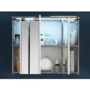 Koupelnová skříňka se zrcadlem a osvětlením Pool, šedý beton obraz