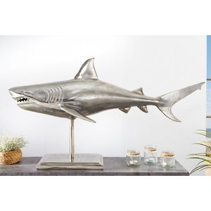 Dekorační socha žralok AMEIS 100 cm Dekorhome Stříbrná, Dekorační socha žralok AMEIS 100 cm Dekorhome Stříbrná obraz