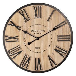 Dřevěné nástěnné hodiny s římskými číslicemi Old Town CLock – Ø 60*5 cm / 1*AA 6KL0624 obraz